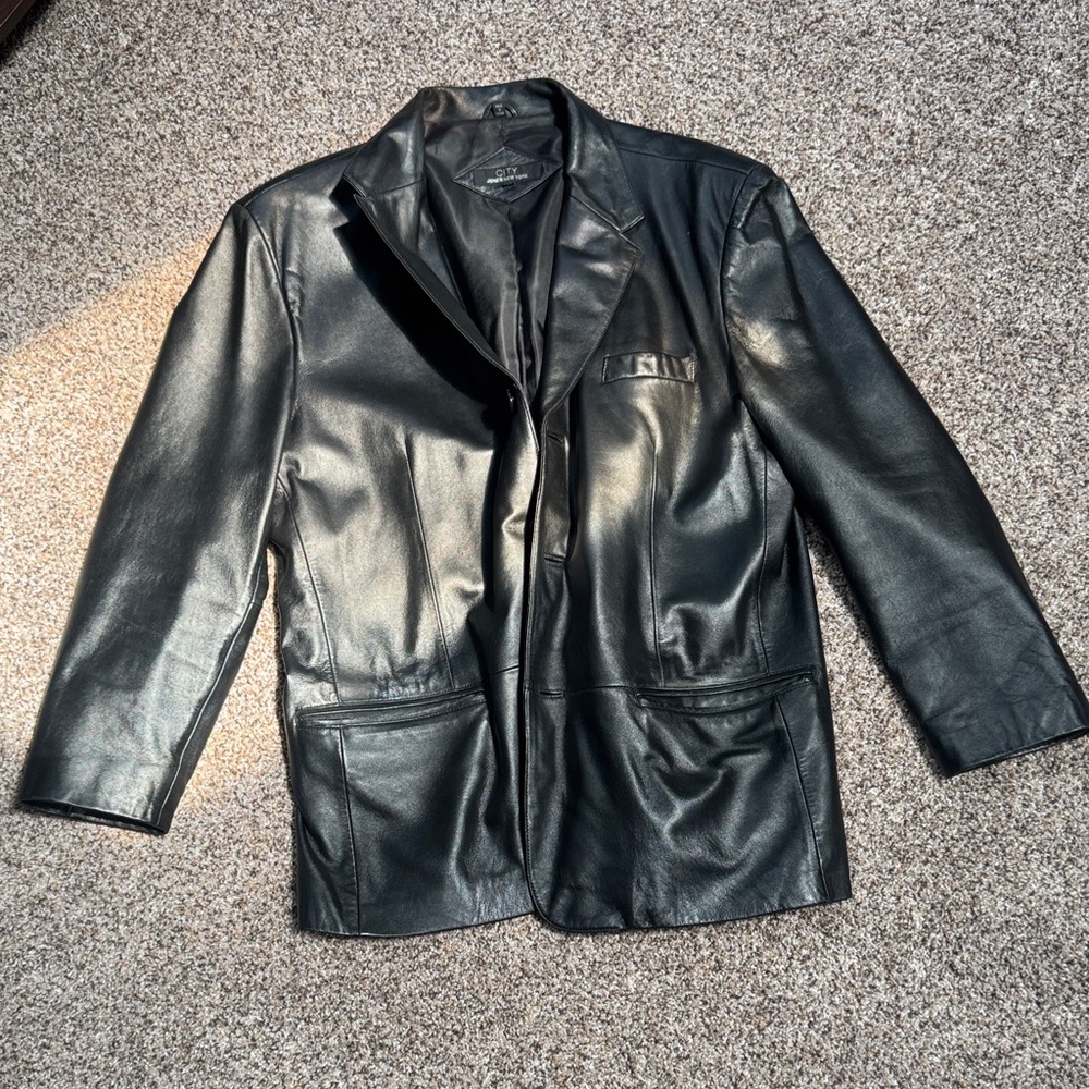 Jones New York Men's Black Leather Jacket